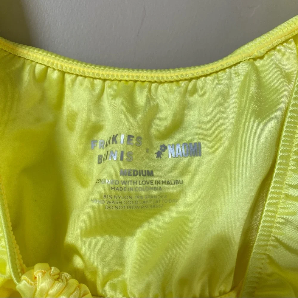 NWOT Frankie’s Bikinis x Naomi Osaka lemon drop Carly puffy sleeve bikini top M